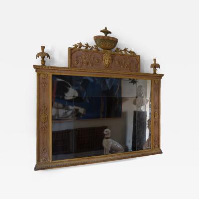 EARLY 19TH CENTURY CARVED WOOD OVERMANTEL MIRROR ITALY