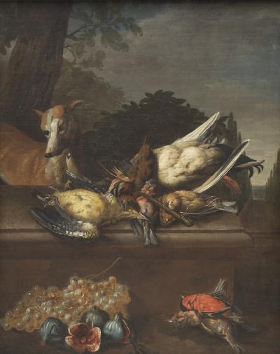 EARLY 19TH FRENCH SCHOOL PAIR OF STILL LIFES WITH GAME OIL ON CANVAS