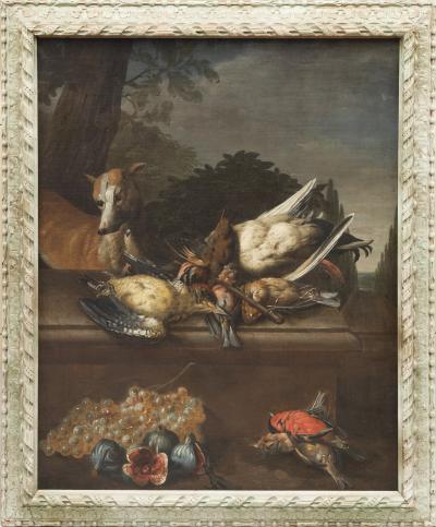 EARLY 19TH FRENCH SCHOOL PAIR OF STILL LIFES WITH GAME OIL ON CANVAS