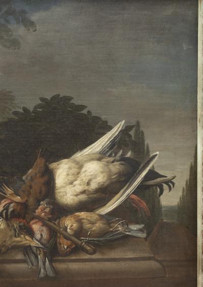 EARLY 19TH FRENCH SCHOOL PAIR OF STILL LIFES WITH GAME OIL ON CANVAS