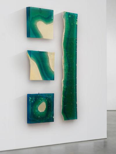 EDUARD LOCOTA Aqua Blocks Contemporary Wall Sculpture by Eduard Locota Acrylic Glass Marble