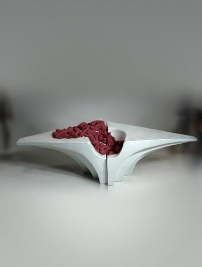 EDUARD LOCOTA Cathedra Chaise Armchair Sculpted by Eduard Locota Silicone and Jesmonite