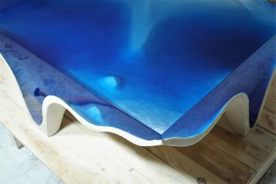 EDUARD LOCOTA Crete Dining Table by Eduard Locota Turquoise Blue Acrylic Glass and Marble