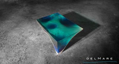EDUARD LOCOTA Delmare Coffee Table by Eduard Locota Green Turquoise Acrylic Glass Marble