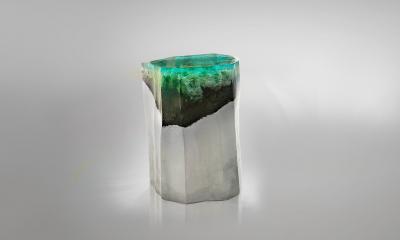 EDUARD LOCOTA Etretat Side Table Stool by Eduard Locota Acrylic Glass Jesmonite