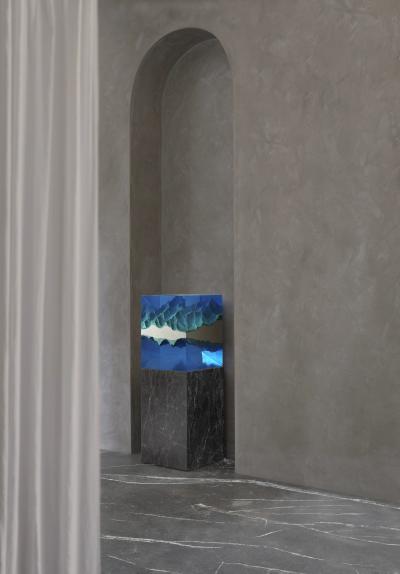 EDUARD LOCOTA Mirror Mountains Contemporary Sculpture by Eduard Locota Acrylic Glass Marble