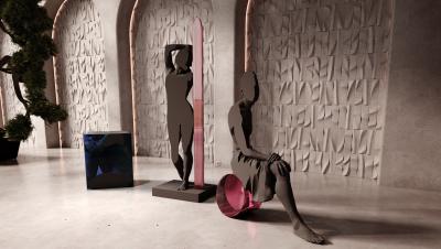 EDUARD LOCOTA Pressure Iluminated Side Table Sand Printed Sculpture by Eduard Locota