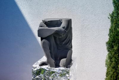 EDUARD LOCOTA Pressure Iluminated Side Table Sand Printed Sculpture by Eduard Locota
