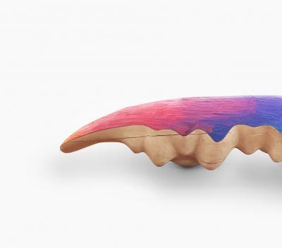 EDUARD LOCOTA Realm Bench Sculpture by Eduard Locota Oak Wood Rainbow Color Jesmonite