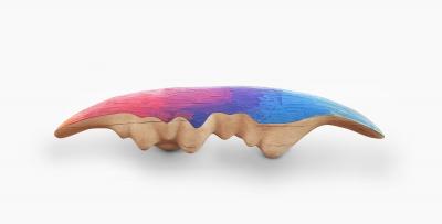 EDUARD LOCOTA Realm Bench Sculpture by Eduard Locota Oak Wood Rainbow Color Jesmonite