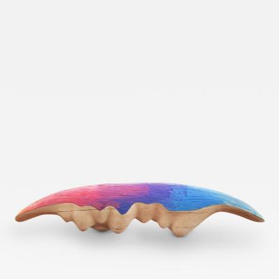 EDUARD LOCOTA Realm Bench Sculpture by Eduard Locota Oak Wood Rainbow Color Jesmonite