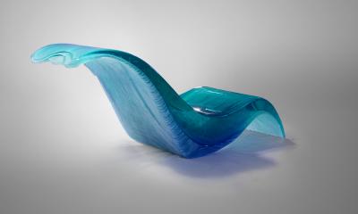 EDUARD LOCOTA Wave Lounge by Eduard Locota Turquoise Blue Acrylic Glass Sculptural Design