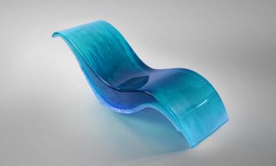 EDUARD LOCOTA Wave Lounge by Eduard Locota Turquoise Blue Acrylic Glass Sculptural Design