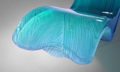EDUARD LOCOTA Wave Lounge by Eduard Locota Turquoise Blue Acrylic Glass Sculptural Design