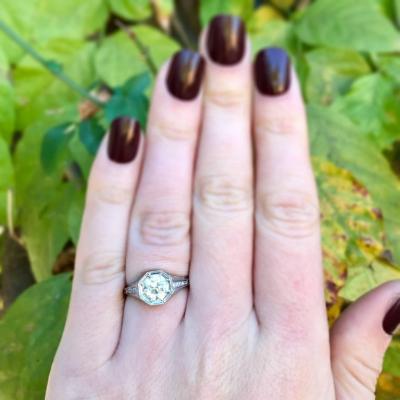 EDWARDIAN 1 25 CT OLD EUROPEAN CUT DIAMOND AND PLATINUM RING CIRCA 1910