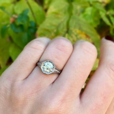 EDWARDIAN 1 25 CT OLD EUROPEAN CUT DIAMOND AND PLATINUM RING CIRCA 1910