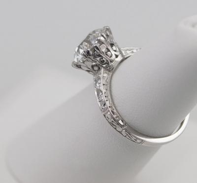 EDWARDIAN 3 13 CARAT OLD EUROPEAN CUT DIAMOND AND PLATINUM RING
