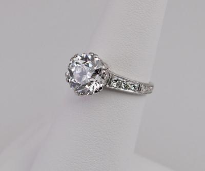 EDWARDIAN 3 13 CARAT OLD EUROPEAN CUT DIAMOND AND PLATINUM RING