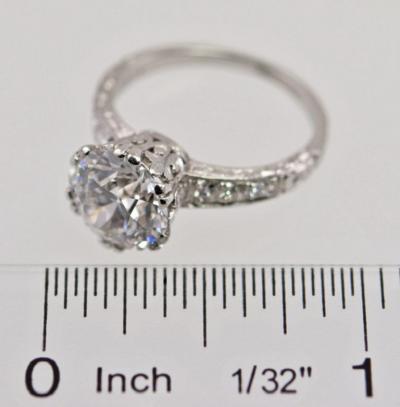 EDWARDIAN 3 13 CARAT OLD EUROPEAN CUT DIAMOND AND PLATINUM RING