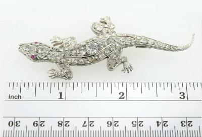 EDWARDIAN LIZARD DIAMOND AND PLATINUM BROOCH