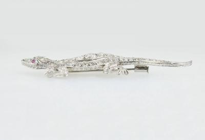 EDWARDIAN LIZARD DIAMOND AND PLATINUM BROOCH