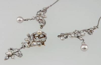 EDWARDIAN NECKLACE WITH DIAMONDS PEARLS