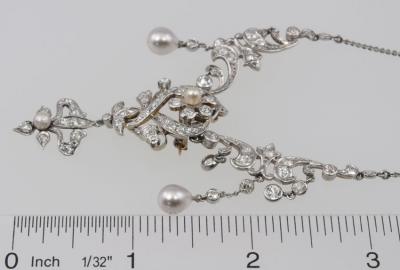 EDWARDIAN NECKLACE WITH DIAMONDS PEARLS