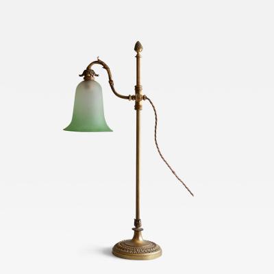 EDWARDIAN ORMOLU RISE AND FALL DESK LAMP