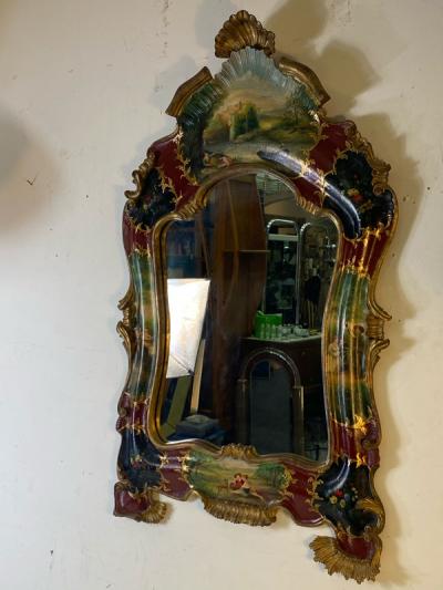 ELABORATE VENETIAN HAND PAINTED SCENIC MIRROR