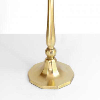 ELEGANT DANISH ART DECO POLISHED BRASS TABLE LAMP WITH DECAGON BASE 