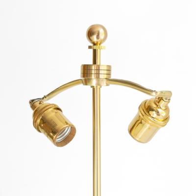 ELEGANT DANISH ART DECO POLISHED BRASS TABLE LAMP WITH DECAGON BASE 