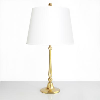 ELEGANT DANISH ART DECO POLISHED BRASS TABLE LAMP WITH DECAGON BASE 