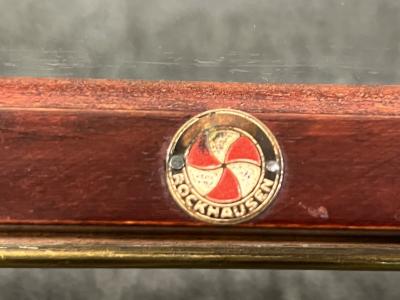 ELEGANT GERMAN ART DECO BRASS MAHOGANY AND GLASS BAR CART