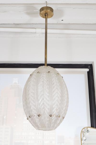 ELLIPTICAL MOLDED GLASS AND BRASS CHANDELIER