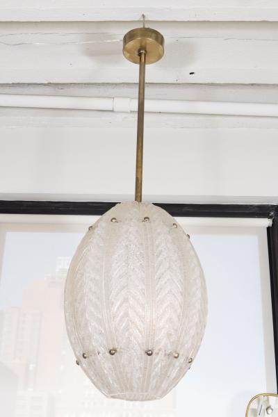 ELLIPTICAL MOLDED GLASS AND BRASS CHANDELIER