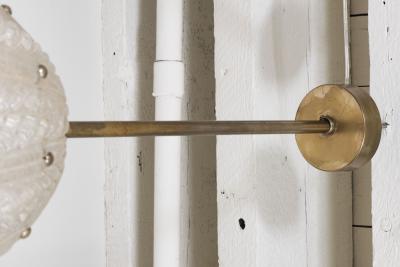 ELLIPTICAL MOLDED GLASS AND BRASS CHANDELIER