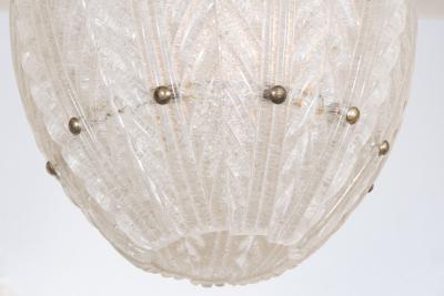 ELLIPTICAL MOLDED GLASS AND BRASS CHANDELIER