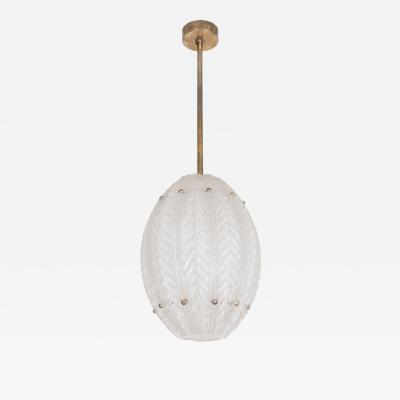 ELLIPTICAL MOLDED GLASS AND BRASS CHANDELIER