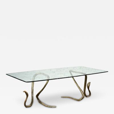 ELODIA Sculptural Brass Cobra and Glass Dining Table