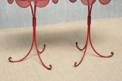 EMILIO TERRY Pair of French Red Black Tripod Gueridon Tables Emilio Terry Style 1950s
