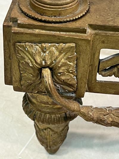 EMPIRE DORE BRONZE LIONESS AND CUB ANTIQUE ANDIRONS