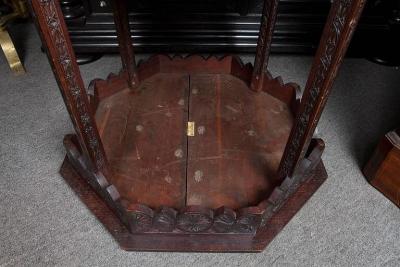 ENGLISH ARTS CRAFTS WOODEN CARVED WOOD SIDE TABLE