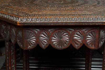 ENGLISH ARTS CRAFTS WOODEN CARVED WOOD SIDE TABLE