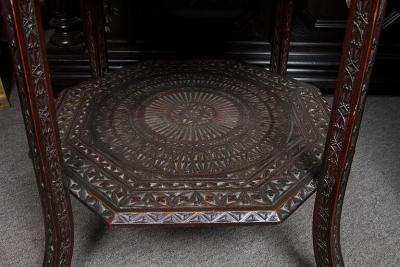 ENGLISH ARTS CRAFTS WOODEN CARVED WOOD SIDE TABLE