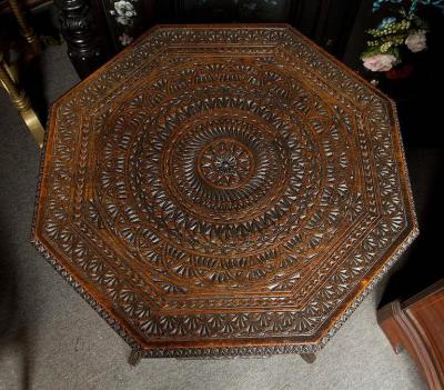 ENGLISH ARTS CRAFTS WOODEN CARVED WOOD SIDE TABLE