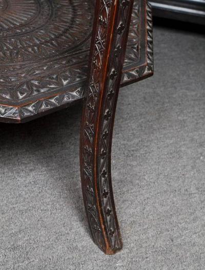 ENGLISH ARTS CRAFTS WOODEN CARVED WOOD SIDE TABLE