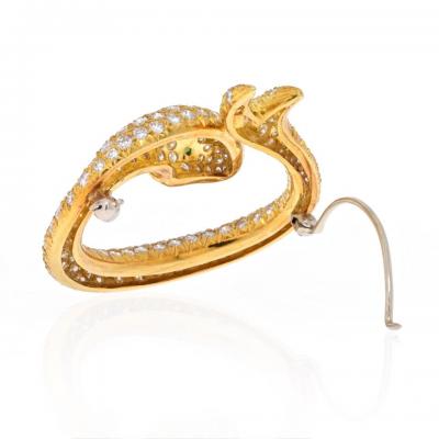 ESTATE 18K YELLOW GOLD 8 CARAT PAVE SET DIAMOND KOI FISH BROOCH