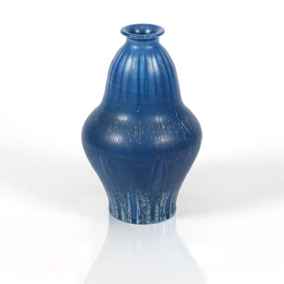 EVA JANCKE BJ RK TWO EVA JANCKE BJ RK VASES WITH BLUE GLAZE BO FAJANS