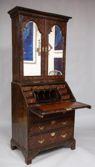 EXCEEDINGLY RARE BRITISH COLONIAL EBONY BUREAU BOOKCASE