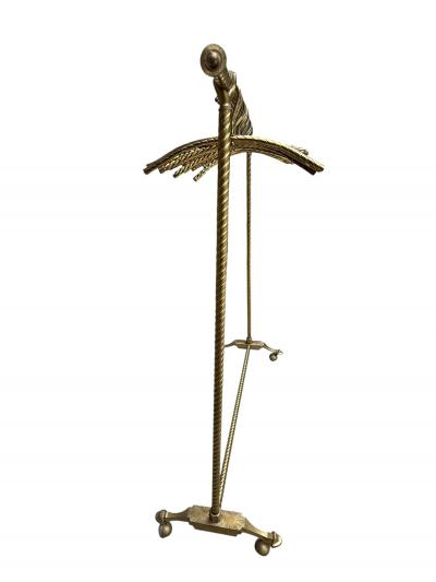 EXCEPTIONAL 1920s BRASS CLOTHING RACK WITH HAND DESIGN 26 FANCY BRASS HANGERS